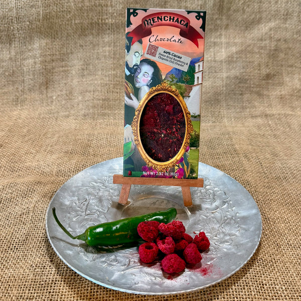 Raspberries and Chipotle Chili Dark Bar – Menchaca Chocolates