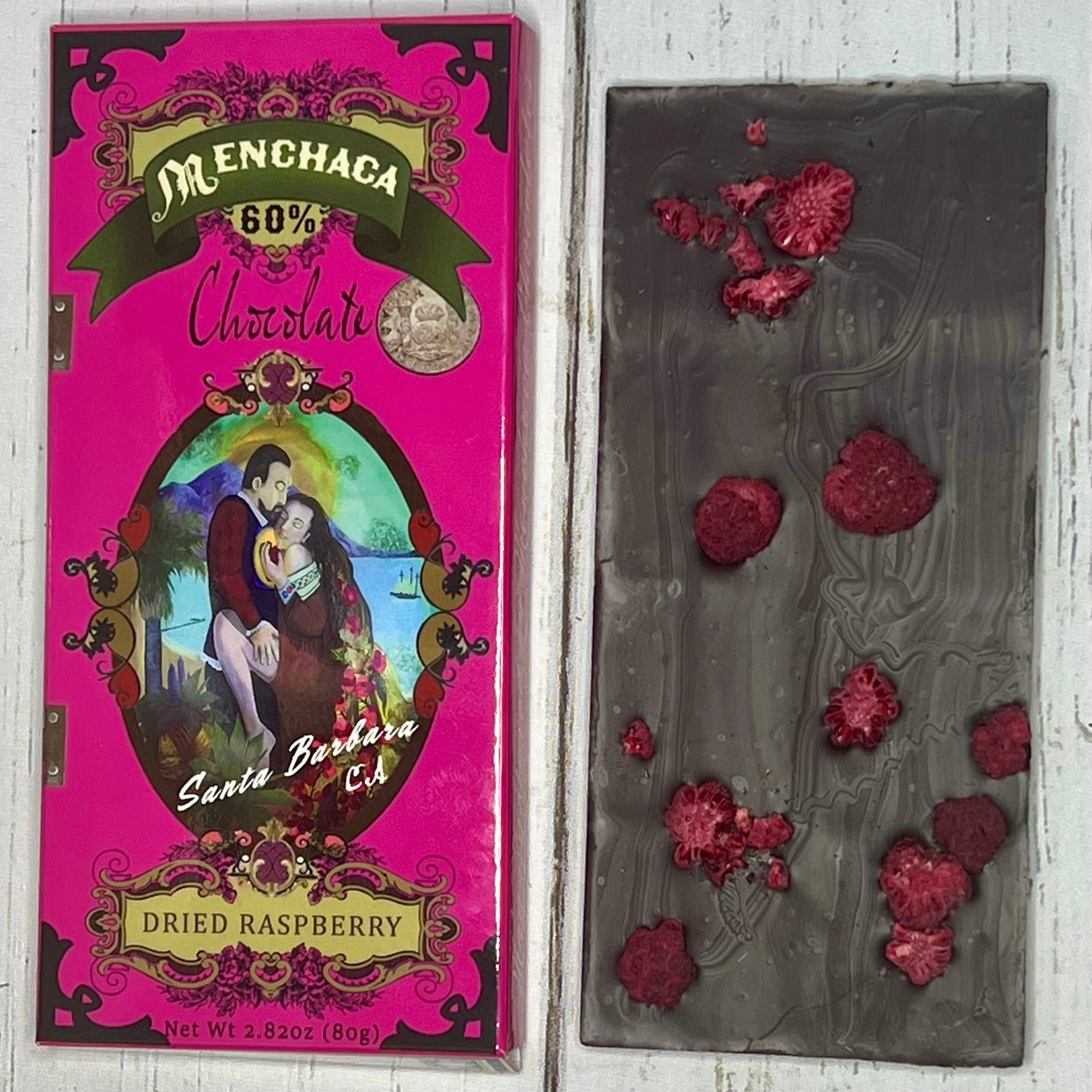 Dehydrated Raspberry Chocolate Dried Raspberry 60% Dark Chocolate Bar – Menchaca Chocolates